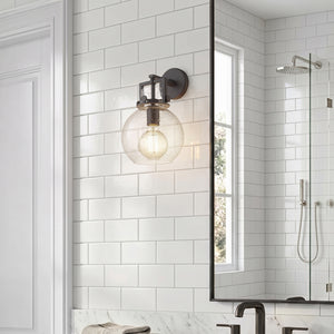 Foundry Glass Globe 8" One Light Sconce, Matte Black
