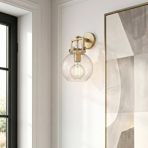 Foundry Glass Globe 8" One Light Sconce, Champagne Bronze