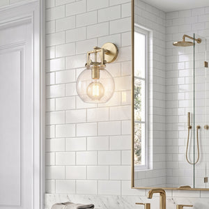 Foundry Glass Globe 8" One Light Sconce, Champagne Bronze