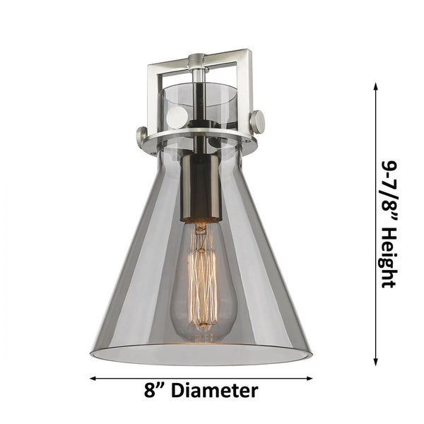 Foundry Glass Funnel 8" One Light Sconce, Polished Nickel