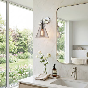 Foundry Glass Funnel 8" One Light Sconce, Polished Nickel