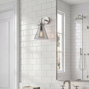 Foundry Glass Funnel 8" One Light Sconce, Polished Nickel