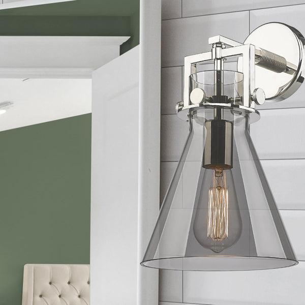 Foundry Glass Funnel 8" One Light Sconce, Polished Nickel