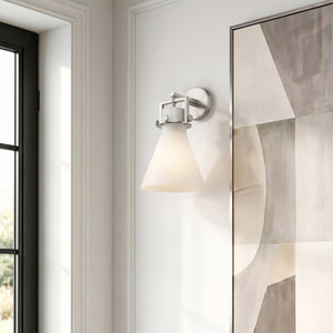 Foundry Glass Funnel 8" One Light Sconce, Satin Nickel