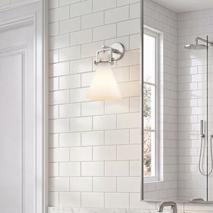 Foundry Glass Funnel 8" One Light Sconce, Satin Nickel