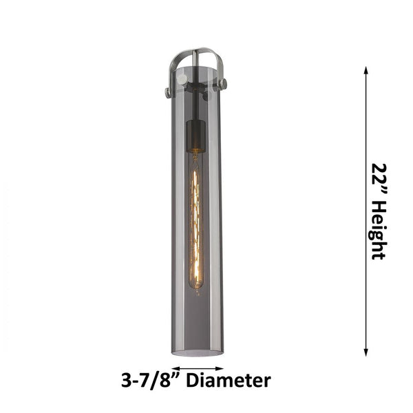 Marvelle 5" One Light Pendant, Satin Nickel / Light Smoke Shade