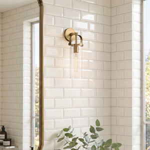 Marvelle 4" One Light Sconce, Brushed Brass / Clear Shade
