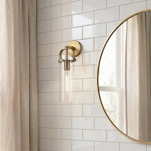 Marvelle 4" One Light Sconce, Brushed Brass / Clear Shade