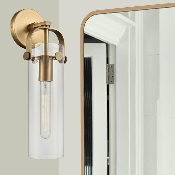 Marvelle 4" One Light Sconce, Brushed Brass / Clear Shade