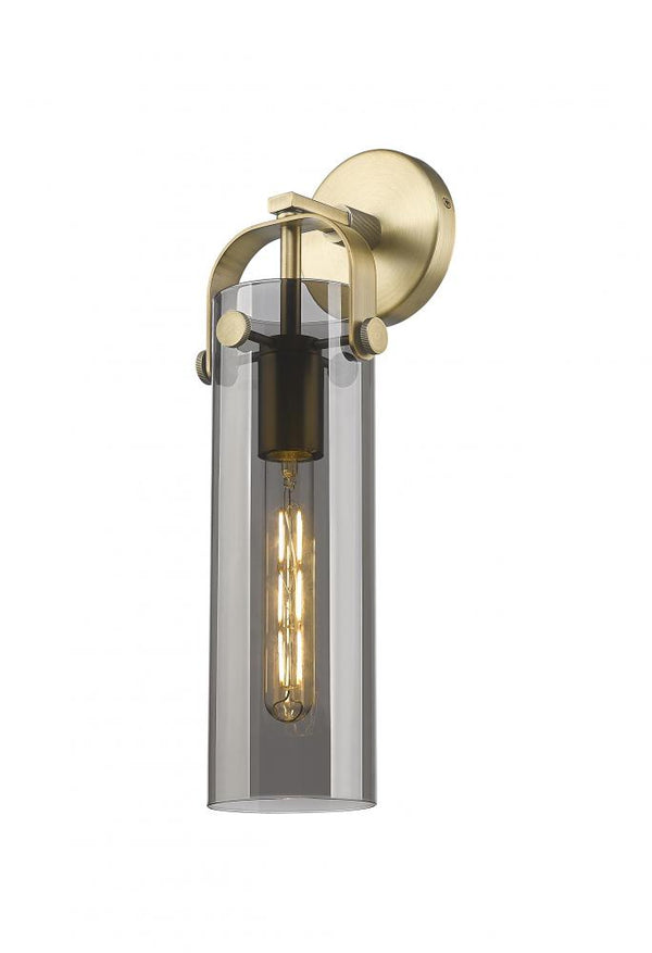 Marvelle 4" One Light Sconce, Brushed Brass / Light Smoke Shade