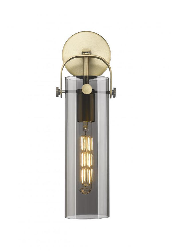 Marvelle 4" One Light Sconce, Brushed Brass / Light Smoke Shade