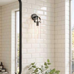 Marvelle 4" One Light Sconce, Matte Black / Clear Shade
