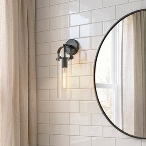 Marvelle 4" One Light Sconce, Matte Black / Clear Shade