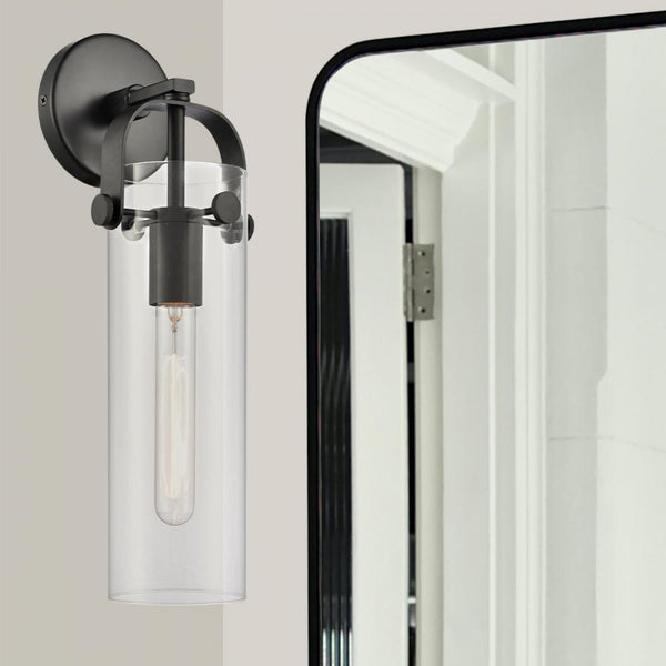 Marvelle 4" One Light Sconce, Matte Black / Clear Shade