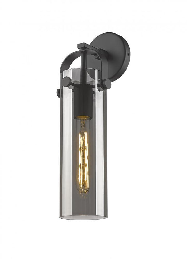 Marvelle 4" One Light Sconce, Matte Black / Light Smoke Shade