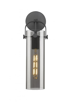 Marvelle 4" One Light Sconce, Matte Black / Light Smoke Shade