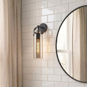 Marvelle 4" One Light Sconce, Matte Black / Light Smoke Shade