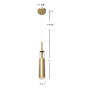 Branford 3" One-Light Pendant, Brushed Gold