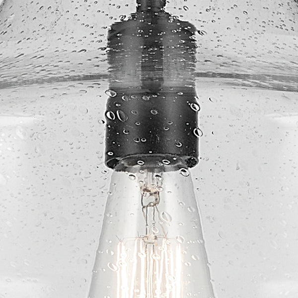 Vance 14" One Light Pendant, Clear Seeded Glass / Black