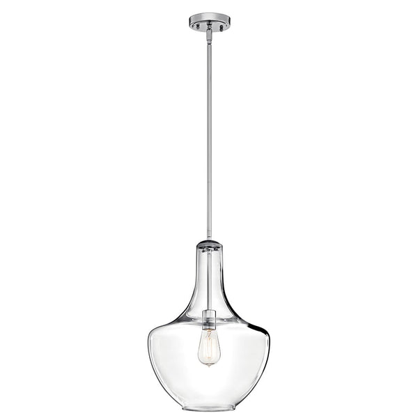 Vance 14" One Light Pendant, Clear Glass / Chrome