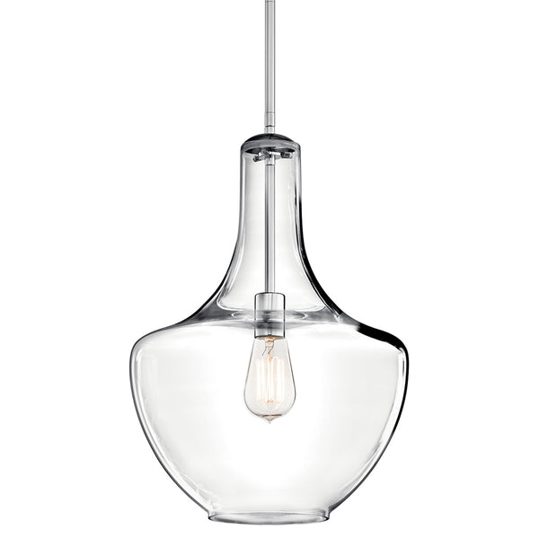Vance 14" One Light Pendant, Clear Glass / Chrome