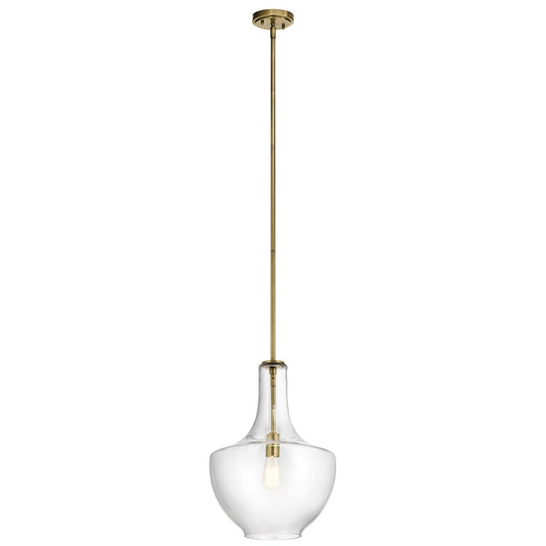 Vance 14" One Light Pendant, Clear Glass / Natural Brass