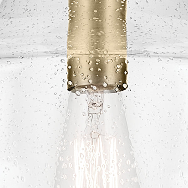 Vance 14" One Light Pendant, Clear Seeded Glass / Natural Brass