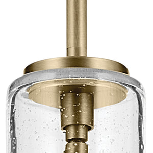 Vance 14" One Light Pendant, Clear Seeded Glass / Natural Brass