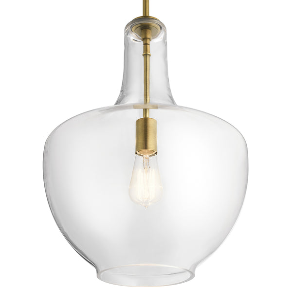 Vance 14" One Light Pendant, Clear Glass / Natural Brass