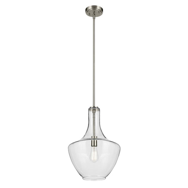 Vance 14" One Light Pendant, Clear Glass / Brushed Nickel