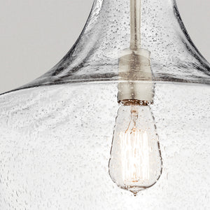 Vance 14" One Light Pendant, Clear Seeded Glass / Brushed Nickel