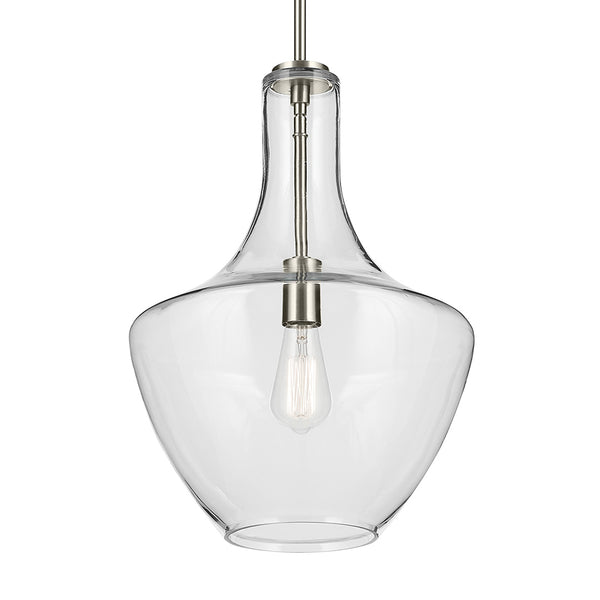 Vance 14" One Light Pendant, Clear Glass / Brushed Nickel