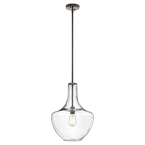 Vance 14" One Light Pendant, Clear Seeded Glass / Olde Bronze