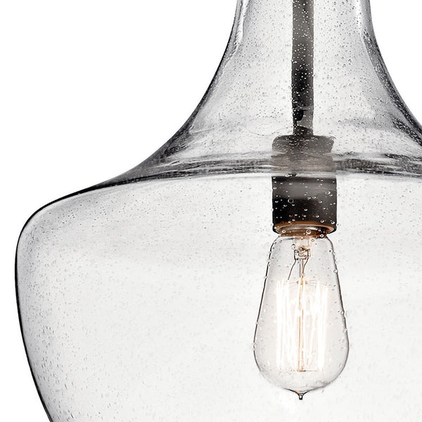 Vance 14" One Light Pendant, Clear Seeded Glass / Olde Bronze