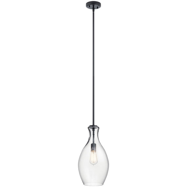 Vance 9" One Light Pendant, Clear Glass / Black