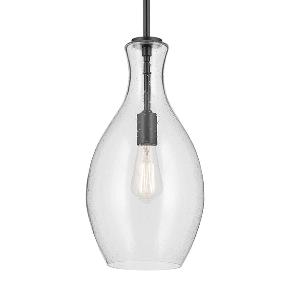Vance 9" One Light Pendant, Clear Seeded Glass / Black