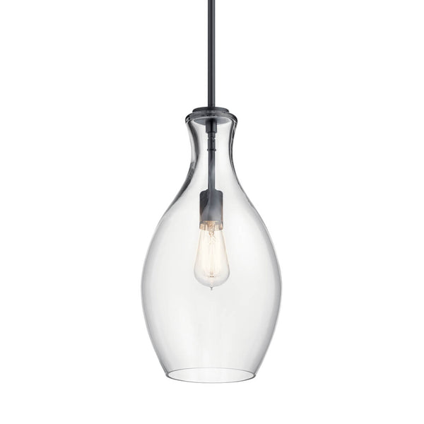 Vance 9" One Light Pendant, Clear Glass / Black