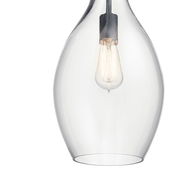Vance 9" One Light Pendant, Clear Glass / Black