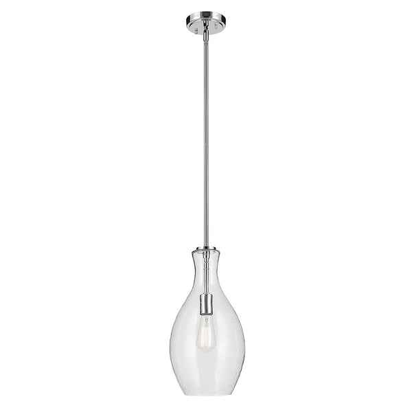 Vance 9" One Light Pendant, Clear Seeded Glass / Chrome