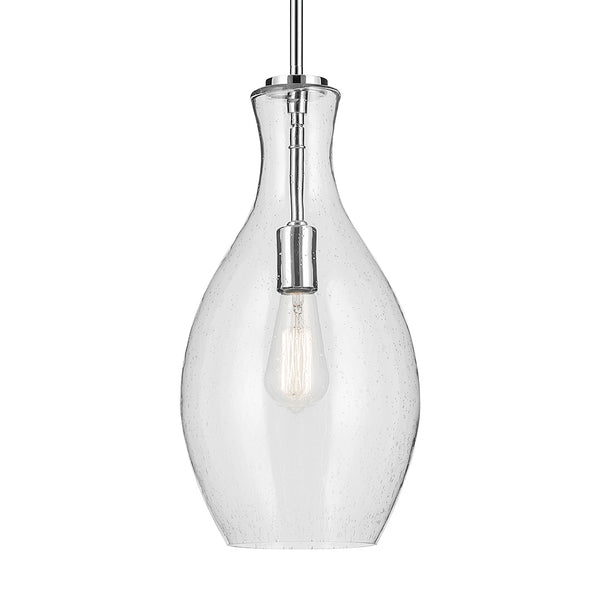 Vance 9" One Light Pendant, Clear Seeded Glass / Chrome