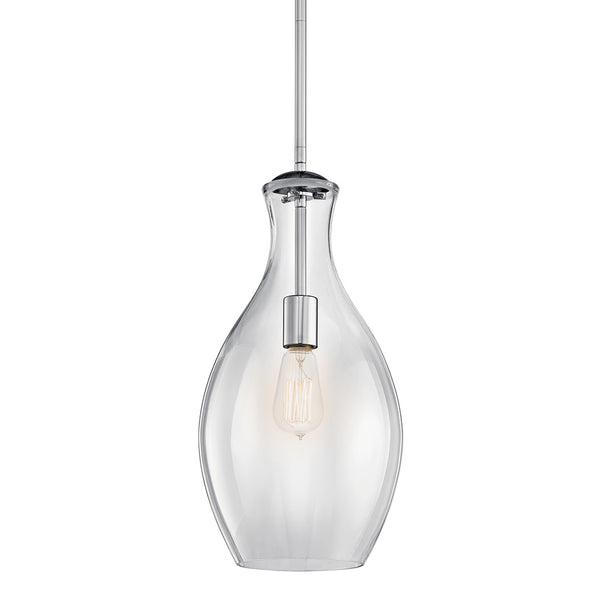 Vance 9" One Light Pendant, Clear Glass / Chrome