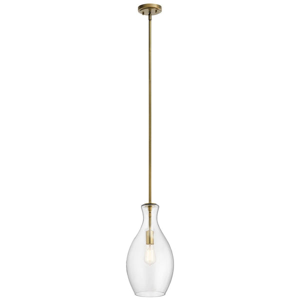 Vance 9" One Light Pendant, Clear Glass / Natural Brass