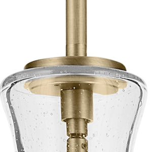 Vance 9" One Light Pendant, Clear Seeded Glass / Natural Brass