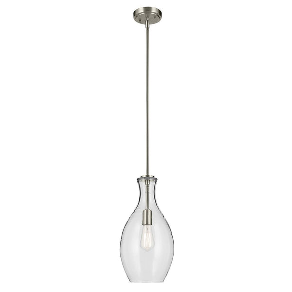 Vance 9" One Light Pendant, Clear Glass / Brushed Nickel