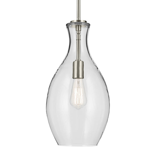 Vance 9" One Light Pendant, Clear Glass / Brushed Nickel