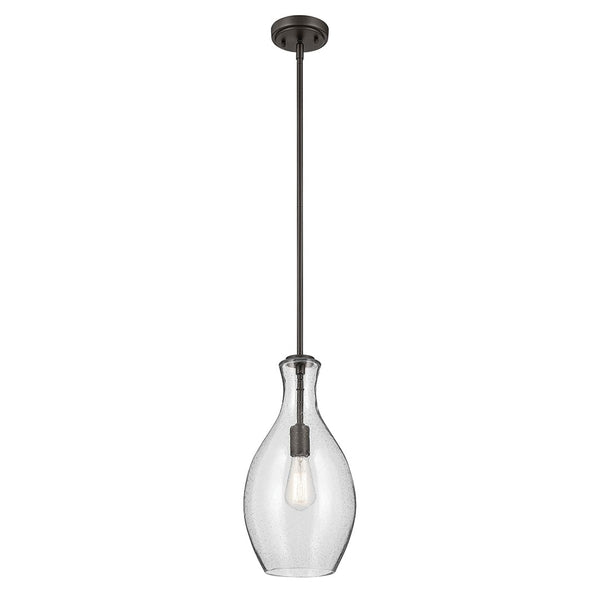 Vance 9" One Light Pendant, Clear Seeded Glass / Olde Bronze