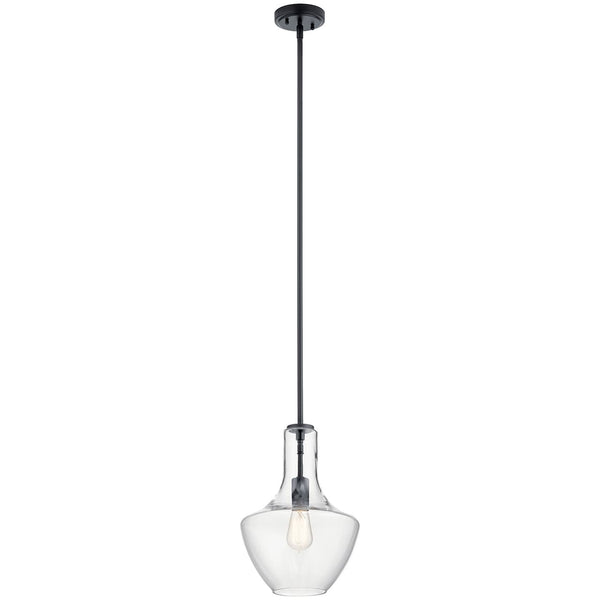 Vance 10" One Light Pendant, Clear Glass / Black