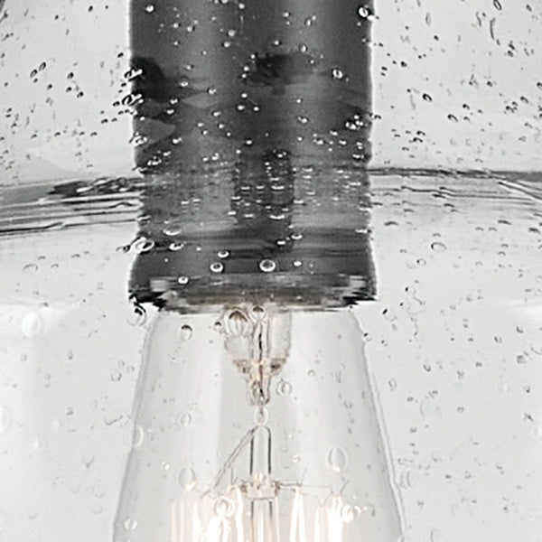 Vance 10" One Light Pendant, Clear Seeded Glass / Black
