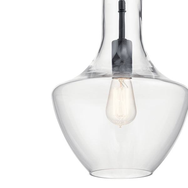Vance 10" One Light Pendant, Clear Glass / Black