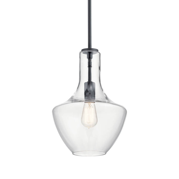 Vance 10" One Light Pendant, Clear Glass / Black